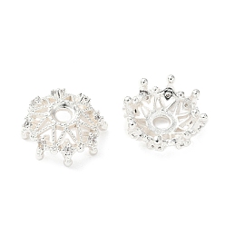 Серебро Колпачки для бусин из прозрачного кубического циркония с микропаве из латуни, долговечный, серебряные, 14.5x14x6 мм, отверстие : 2.6 мм