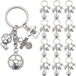 Antique Silver & Platinum 20Pcs Alloy Keychains, with Iron Rings, Sports Theme, Antique Silver & Platinum, 19.3~21.7mm