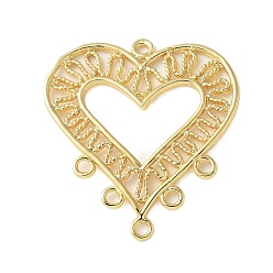 Настоящее золото 18K Ссылки на компоненты люстры в форме латунного сердца, без свинца и без кадмия, долговечный, стойки покрытие, реальный 18 k позолоченный, 28x26x1.5 мм, отверстие : 1.4 мм