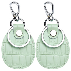 Бледно-Зеленый 2наборы брелоков-подвесок из коровьей кожи, со сплавочной фурнитурой, платина, с отверткой, овальные, бледно-зеленый, 62x47 мм
