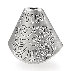 Antique Silver Tibetan Style Alloy Cord Ends, End Caps, Cadmium Free & Lead Free, Carved, Fan, Antique Silver, 18x19.5x10.5mm, Hole: 2mm, Inner Measure: 9x18mm, about 470pcs/1000g