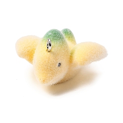 Dinosaur Флокированные подвески из непрозрачной смолы, с платиновыми тоновыми железными петлями, светло-желтый, подвеска в виде динозавра, 18x29x26 мм, отверстие : 2 мм