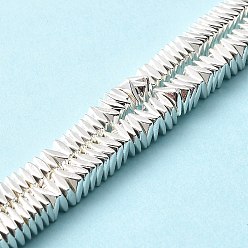 с Покрытием Серебра Гальванические нити из синтетических немагнитных гематитовых бусин, квадратный, со серебряным покрытием, 4x4x1.3 мм, отверстие : 1 мм, около 310~315 шт / нитка, 15.94~16.02'' (40.5~40.7 см)