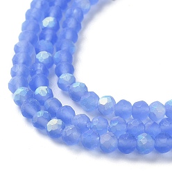 Coconut Brown Imitation Jade Glass Beads Strands, Half AB Color Plated, Faceted, Frosted, Rondelle, Coconut Brown, 3x2mm, Hole: 0.7mm, about 155pcs/strand, 15.75''(40cm)