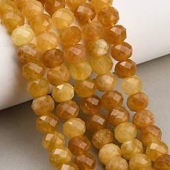 Verge D'or Rangs de perles de jade blanc naturel teintées et facettées, rondelle, verge d'or, 9.5~10x7.5~8.5mm, Trou: 1mm, Environ 47~50 pcs/chapelet, 14.76~15.16'' (37.5~38.5 cm)