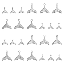 Couleur Acier Inoxydable Pendentifs en acier inoxydable, queue de poisson, couleur inox, 304 pcs / boîte