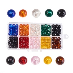 Gemischte Farbe 10 Farben transparent Glasperlen, Runde, Gemischte Farbe, 8 mm, Loch: 1 mm, ca. 30 PC / Farbe, 300 Stück / Karton