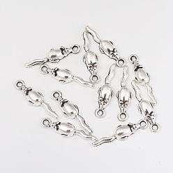Antique Silver Tibetan Style Alloy Pendants, for Jewelry Making, Mouse, Antique Silver, 23.5x6.5x3.5mm, Hole: 1.5mm