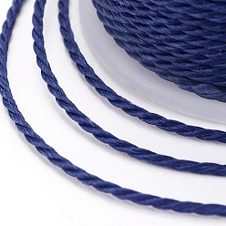 Marine Blue Round Waxed Polyester Cord, Taiwan Waxed Cord, Twisted Cord, Marine Blue, 1mm, about 12.02 yards(11m)/roll