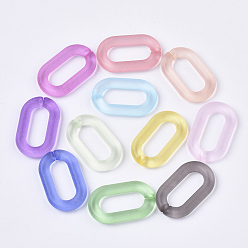 Mixed Color Transparent Acrylic Linking Rings, Quick Link Connectors, for Cable Chains Making, Oval, Frosted, Mixed Color, 27x16.5x4mm, Inner Diameter: 18x8mm