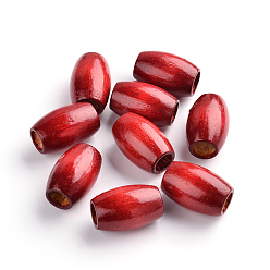 Красный Крашеные бусины из натурального дерева, без свинца, красные, 28~30x20 мм, отверстие : 8.5~10.5 мм