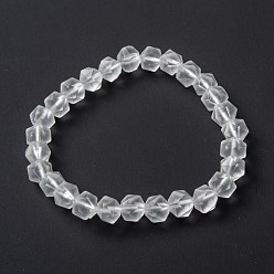 Transparent Mattierte Glasperlen dehnen Armbänder, facettiert, Vieleck, Transparent, Perlen: 7~7.5x7~7.5 mm, Innendurchmesser: 2 Zoll (5 cm)