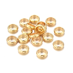 Золотой 201 из нержавеющей стали разделительные бусины, рондель, золотые, 7x2 мм, отверстие : 5 мм