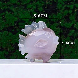 Natural Agate Natural Agate Geode Carved Healing Fish Figurines, Reiki Energy Stone Display Decorations, 50~60x50~60mm