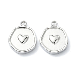 Нержавеющая Сталь Цвет Не тускнеющие 304 подвески из нержавеющей стали, плоский круглый с подвеской в виде сердца, цвет нержавеющей стали, 12.5x10x2 мм, отверстие : 1.4 мм