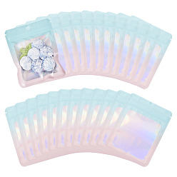 Бледно-бирюзовый 40шт. прямоугольные блестящие голографические пластиковые пакеты с застежкой-молнией, многоразовые упаковочные пакеты, мешок с самоуплотнением, бледные бирюзовая, 12x9x0.15 см, односторонняя толщина: 2.5 мил(0.065мм)