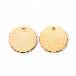 Golden 201 Stainless Steel Stamping Blank Tag Pendants, Flat Round, Golden, 12x1mm, Hole: 1.4mm
