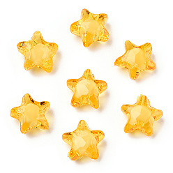 Gold Transparent Acrylic Beads, Bead in Bead, Star, Gold, 12x11x8mm, Hole: 2mm, about 1200pcs/500g