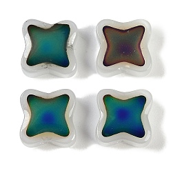 Белый Двухцветные стеклянные бусины для настроения, чувствительные к температуре бусины, меняющие цвет, квадратный, белые, 11x11x6 мм, отверстие : 1.2 мм