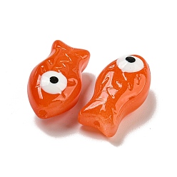 Оранжево-Красный Прозрачные стеклянные бусины ручной работы, бусины ручной работы, с эмалью, рыба, оранжево-красный, 21.5x11x8.5~10 мм, отверстие : 1.2~1.4 мм
