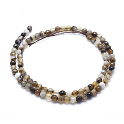 Coffee Natural Agate Beads, Dyed, Faceted Round, Coffee, 4mm, Hole: 1mm, about 93pcs/strand, 14.5 inch(37cm)