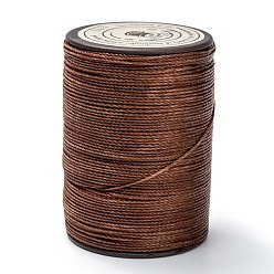 Седло Коричневый Круглая вощеная нить из полиэстера, микро шнур макраме, витой шнур, для шитья кожи, седло коричневый, 0.55 мм, около 131.23 ярдов (120 м) / рулон