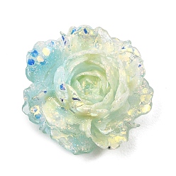 Verde Pálido Cabujones de resina opaca bicolor y polvo de purpurina, flor color de rosa, verde pálido, 19x20x8 mm