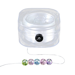 Белый 1рулонная эластичная нить с кристаллами, для браслетов изготовление ювелирных изделий из драгоценных камней ремесло из бисера, белые, 0.3 мм