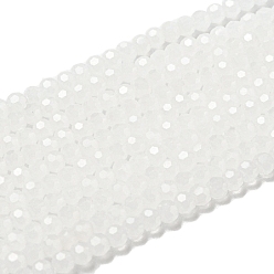 Белый Подставки для стеклянных бусин с имитацией нефрита, граненые, круглые, белые, 3~3.5 мм, отверстие : 0.6 мм, около 163~166 шт / нитка, 50~51 см