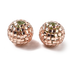 Персиковый Слойка Акриловые стразы бусины, круглая с квадратным стразом, блестящие бусины для изготовления украшений своими руками, ручки и поделки из бисера, розовые, 20 мм, отверстие : 2 мм