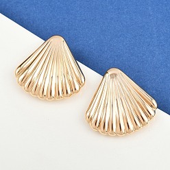 Настоящее золото 18K Латунь серьги, формы раковины, реальный 18 k позолоченный, 29.5x30 мм