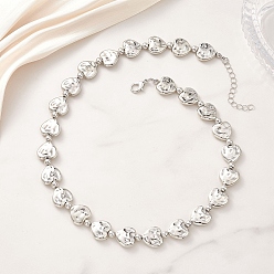 Платина Ожерелья из пластиковых бус в форме сердца ccb, с цинковым сплавом застежками омаров коготь, платина, 18.31 дюйм (46.5 см)