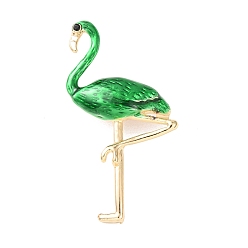 Flamingo Shape Эмалевые булавки, булавки для лацканов из сплава для одежды рюкзака, золотые, форма фламинго, 60x33 мм