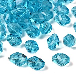 Темно-Голубой К 9 стекло, имитация Австрийские кристаллические шарики, класс AAA, граненые, двухконусные, глубокое синее небо, 10x13 мм, отверстие : 0.9~1 мм