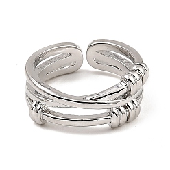 Платина Латунные открытые манжеты крест-накрест с покрытием стойки, долговечный, без свинца и без кадмия, платина, внутренний диаметр: 17 мм