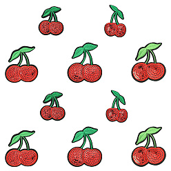 (123L) Белый крем непрозрачный блеск 25 шт. 5 стили вишневый фетр с блестящими пайетками приклеиваемые/пришивные заплатки, аппликации из ткани, огнеупорный кирпич, 54~81x41.5~72x1.5 мм, 5 шт / стиль