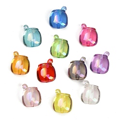 Mixed Color UV Plating Transparent Acrylic Beads, Iridescent, Honey Jar, Mixed Color, 21.5x17.5x11.5mm, Hole: 3mm