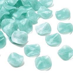 Бирюза Непрозрачные акриловые бусины, имитирующие драгоценные камни, витой плоский круглый двухцветный, бирюзовые, 24~25x24~25x5 мм, отверстие : 1.8 мм, Около 263 шт / 500 г