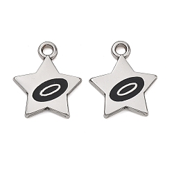 Черный Подвески из эмали и сплава, звезды прелести, стойки покрытие, платина, чёрные, 14.5x12.5x1.4 мм, отверстие : 1.6 мм