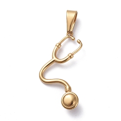 Golden 304 Edelstahl Anhänger, Echometerform, golden, 36~45x20~30x7 mm, Bohrung: 10x4 mm