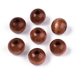 Сэнди Коричневый Круглые бусины из натурального дерева схима, окрашенные распылением, песчаный коричневый, 11.8~12.5x11 мм, отверстие : 2.5~3 мм