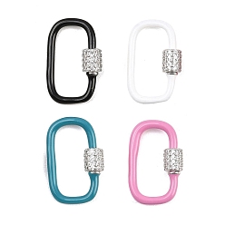 (52) Непрозрачная лаванда Овальные винтовые карабины с микропаве из прозрачного кубического циркония из латуни, с эмалью, долгоиграющий, стойки покрытие, без свинца и без кадмия, разноцветные, 24x14x2 мм