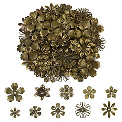 Античная Бронза 200 шт. 10 стили железные колпачки для бусин, цветок, античная бронза, 18.5~33x16.5~34x1.5~3.5 мм, отверстие : 1.4~2.5 мм, 20 шт / стиль
