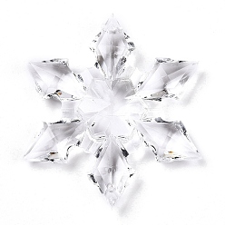 Прозрачный Прозрачные акриловые подвески для разъемов, снежинка, прозрачные, 64.5~65x56x9 мм, отверстие : 2 мм, Около 43 шт / 500 г