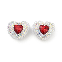 Светло-сиамский Полимерная Клей Гласс горный хрусталь бисер, бусины в форме сердца для самодельных украшений, брелки и ручки с бусинами, Light Siam, 20x24x13 мм, отверстие : 1.8 мм