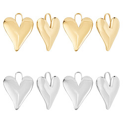 (52) Непрозрачная лаванда 8 шт. 2 цвета 304 подвески из нержавеющей стали, сердце прелести, разноцветные, 33x25x3 мм, отверстие : 11.5x4.5 мм, 4 шт / цвет