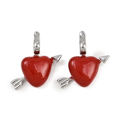 Платина Латунь раз по сравнению с застежками, с эмалью, сердце, платина, 23x22x8 мм, отверстие : 5.5x5 мм