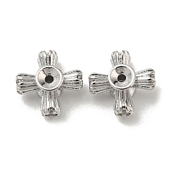 Echt platiniert Messing Perlen, Cadmiumfrei und Nickel frei und Bleifrei, Kreuz, Echt platiniert, 9x9x4 mm, Bohrung: 1 mm