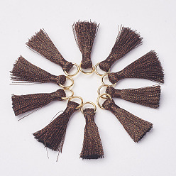 Кокосово-Коричневый Украшение подвески из нейлона, с железной фурнитурой, золотые, кокосового коричневый, 30~32x7x4 мм, отверстие : 4x5 мм