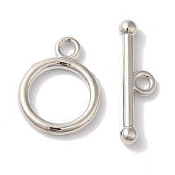 Платина Покрытие стойки латунные застежки-тумблеры, долговечный, без свинца и без кадмия, платина, Кольцо: 18x14x2 mm, отверстие : 2.5 мм, бар: 22x6.5x3.5 mm, отверстие : 2 мм